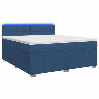 Boxspringbett mit Matratze mit Kopfteil Blau 160 x 200 cm Stoff