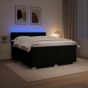 Boxspringbett mit Matratze Schwarz 180 x 200 cm Stoff