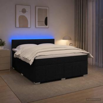 ARDEBO.de - Boxspringbett mit Matratze Schwarz 180 x 200 cm Stoff