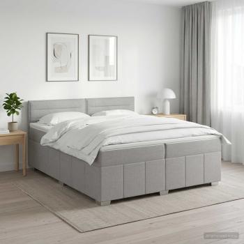 Boxspringbett mit Matratze Hellgrau 200 x 200 cm Stoff