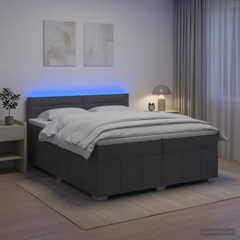 ARDEBO.de - Boxspringbett mit Matratze Dunkelgrau 200 x 200 cm Stoff