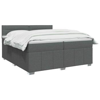 Boxspringbett mit Matratze Dunkelgrau 200 x 200 cm Stoff
