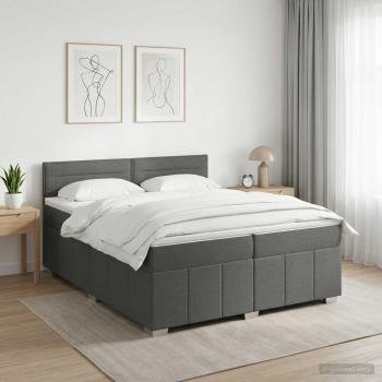 Boxspringbett mit Matratze Dunkelgrau 200 x 200 cm Stoff