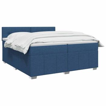 Boxspringbett mit Matratze mit Kopfteil Blau 200 x 200 cm Stoff
