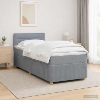 ARDEBO.de - Boxspringbett mit Matratze Hellgrau 80 x 200 cm Stoff