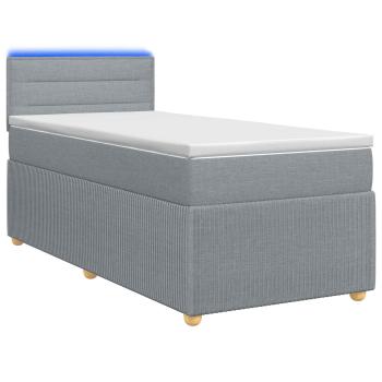Boxspringbett mit Matratze Hellgrau 80 x 200 cm Stoff