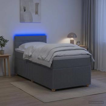 Boxspringbett mit Matratze Hellgrau 80 x 200 cm Stoff