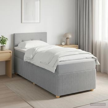 Boxspringbett mit Matratze Hellgrau 90 x 190 cm Stoff