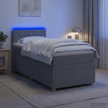 Boxspringbett mit Matratze Hellgrau 90 x 190 cm Stoff