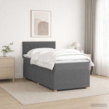 ARDEBO.de - Boxspringbett mit Matratze Dunkelgrau 90 x 200 cm Stoff