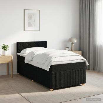 ARDEBO.de - Boxspringbett mit Matratze Schwarz 90 x 200 cm Stoff