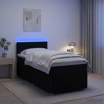 ARDEBO.de - Boxspringbett mit Matratze Schwarz 100 x 200 cm Stoff
