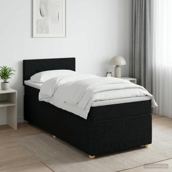 Boxspringbett mit Matratze Schwarz 100 x 200 cm Stoff