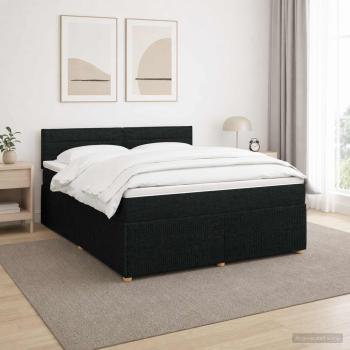 ARDEBO.de - Boxspringbett mit Matratze Schwarz 140 x 190 cm Stoff