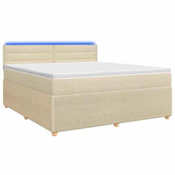 Boxspringbett mit Matratze Creme 140 x 190 cm Stoff