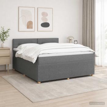 Boxspringbett mit Matratze Dunkelgrau 140 x 190 cm Stoff
