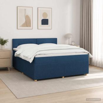 Boxspringbett mit Matratze mit Kopfteil Blau 140 x 190 cm Stoff