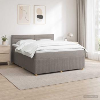 ARDEBO.de - Boxspringbett mit Matratze Taupe 140 x 200 cm Stoff