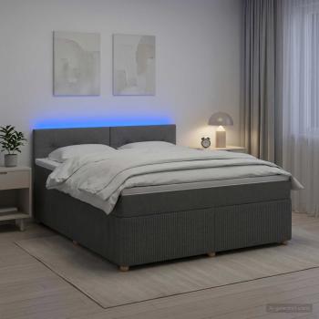 ARDEBO.de - Boxspringbett mit Matratze Dunkelgrau 140 x 200 cm Stoff