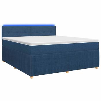 Boxspringbett mit Matratze mit Kopfteil Blau 140 x 200 cm Stoff
