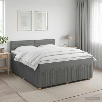 Boxspringbett mit Matratze Dunkelgrau 160 x 200 cm Stoff