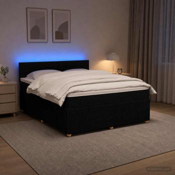 Boxspringbett mit Matratze Schwarz 180 x 200 cm Stoff