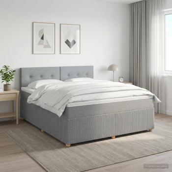 Boxspringbett mit Matratze Hellgrau 180 x 200 cm Stoff