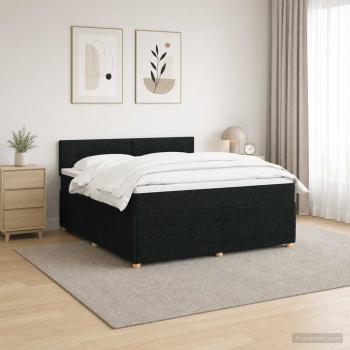 ARDEBO.de - Boxspringbett mit Matratze Schwarz 180 x 200 cm Stoff