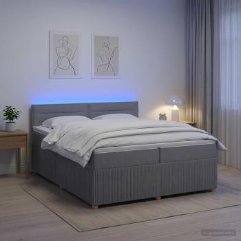 ARDEBO.de - Boxspringbett mit Matratze Hellgrau 200 x 200 cm Stoff