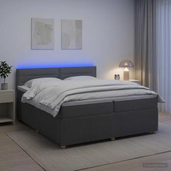 ARDEBO.de - Boxspringbett mit Matratze Dunkelgrau 200 x 200 cm Stoff