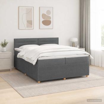 Boxspringbett mit Matratze Dunkelgrau 200 x 200 cm Stoff