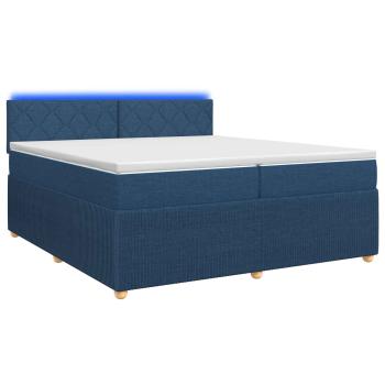 Boxspringbett mit Matratze mit Kopfteil Blau 200 x 200 cm Stoff