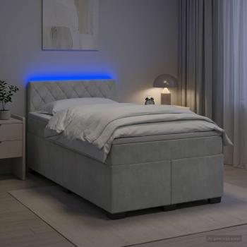 ARDEBO.de - Boxspringbett mit Matratze Hellgrau 120 x 190 cm Samt