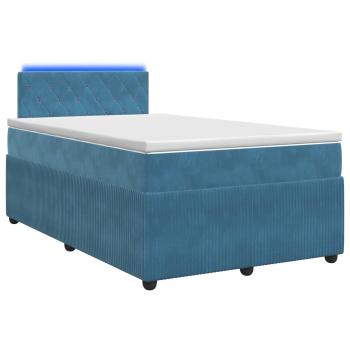 Boxspringbett mit Matratze mit Kopfteil Blau 120 x 190 cm Samt