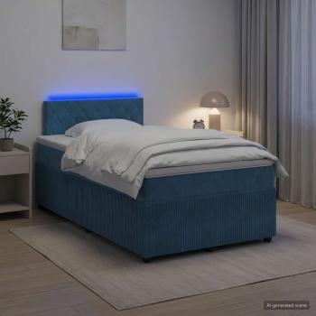 Boxspringbett mit Matratze mit Kopfteil Blau 120 x 190 cm Samt