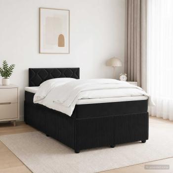 Boxspringbett mit Matratze Schwarz 120 x 190 cm Samt