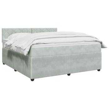 Boxspringbett mit Matratze Hellgrau 140 x 200 cm Samt