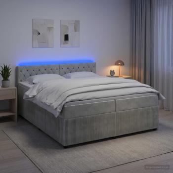 ARDEBO.de - Boxspringbett mit Matratze Hellgrau 200 x 200 cm Samt