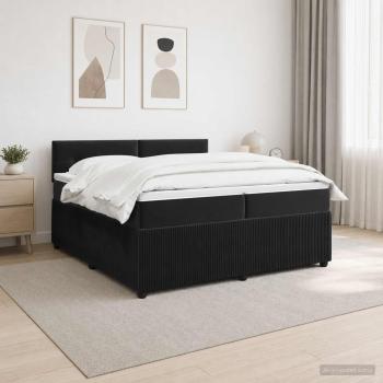 Boxspringbett mit Matratze Schwarz 200 x 200 cm Samt