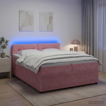 ARDEBO.de - Boxspringbett mit Matratze mit Kopfteil Rosa 200 x 200 cm Samt