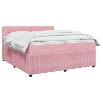 Boxspringbett mit Matratze mit Kopfteil Rosa 200 x 200 cm Samt
