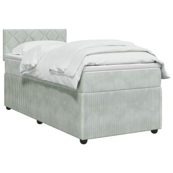 Boxspringbett mit Matratze und LED Hellgrau 90 x 190 cm Samt