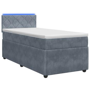 Boxspringbett mit Matratze und LED Dunkelgrau 90 x 190 cm Samt