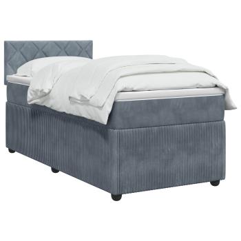 Boxspringbett mit Matratze und LED Dunkelgrau 90 x 190 cm Samt