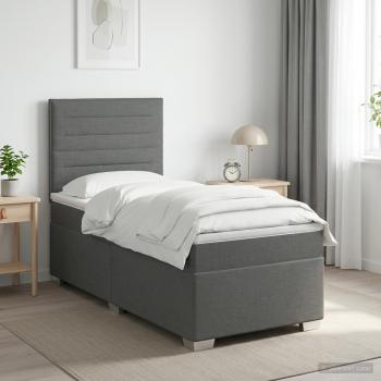 ARDEBO.de - Boxspringbett mit Matratze Dunkelgrau 80 x 200 cm Stoff