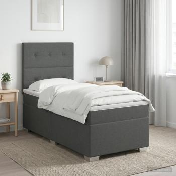 ARDEBO.de - Boxspringbett mit Matratze Dunkelgrau 80 x 200 cm Stoff