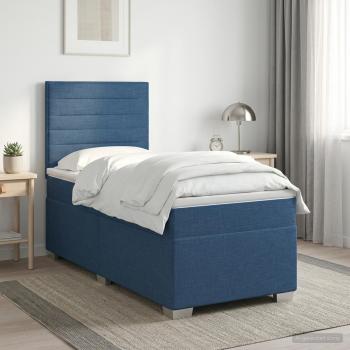 Boxspringbett mit Matratze mit Kopfteil Blau 90 x 190 cm Stoff