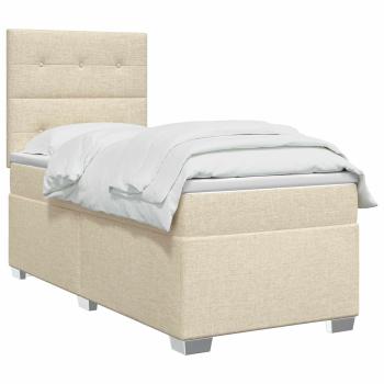 Boxspringbett mit Matratze mit Kopfteil Creme 90 x 190 cm Stoff