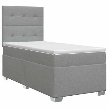 Boxspringbett mit Matratze Hellgrau 90 x 200 cm Stoff