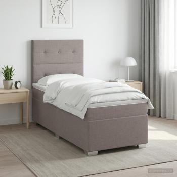 ARDEBO.de - Boxspringbett mit Matratze mit Kopfteil Taupe 90 x 200 cm Stoff